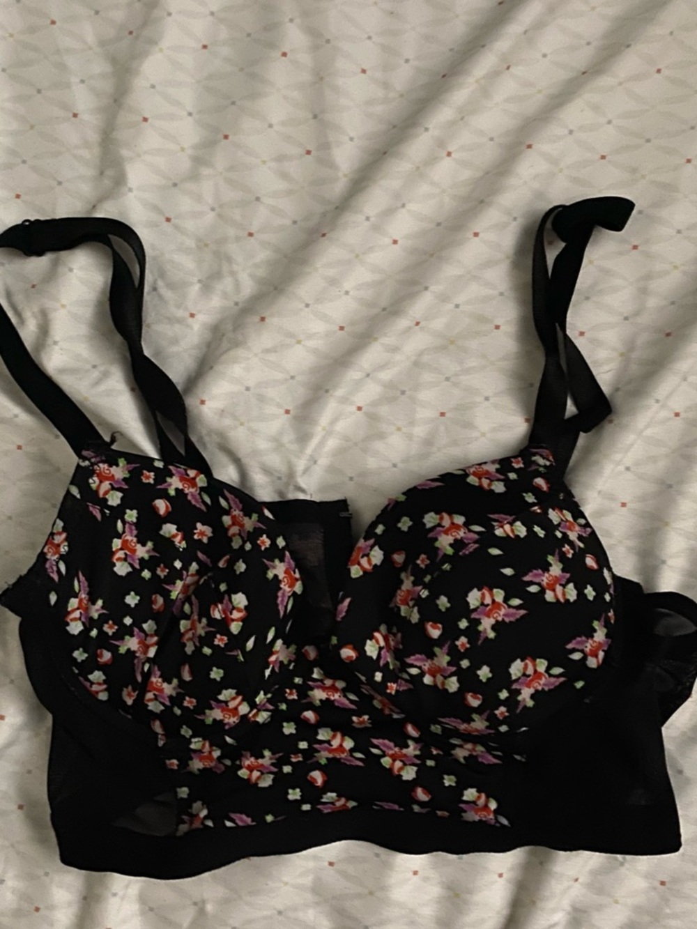 Black Floral Longline Bra - Women Intimates & Sleepwear